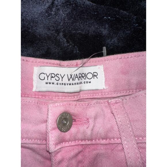 NWOT Y2K GYPSY WARRIOR TIE DYE PASTEL DENIM DAISY DUKES CUTOFFS SHORTS S - Picture 5 of 6